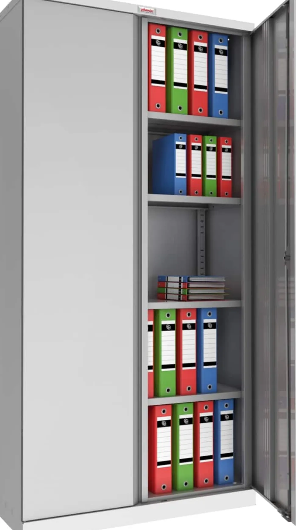 Phoenix SCL Series Draaideurkast Staal 4 Planken Afsluitbaar 915 x 370 x 1.830 mm Grijs