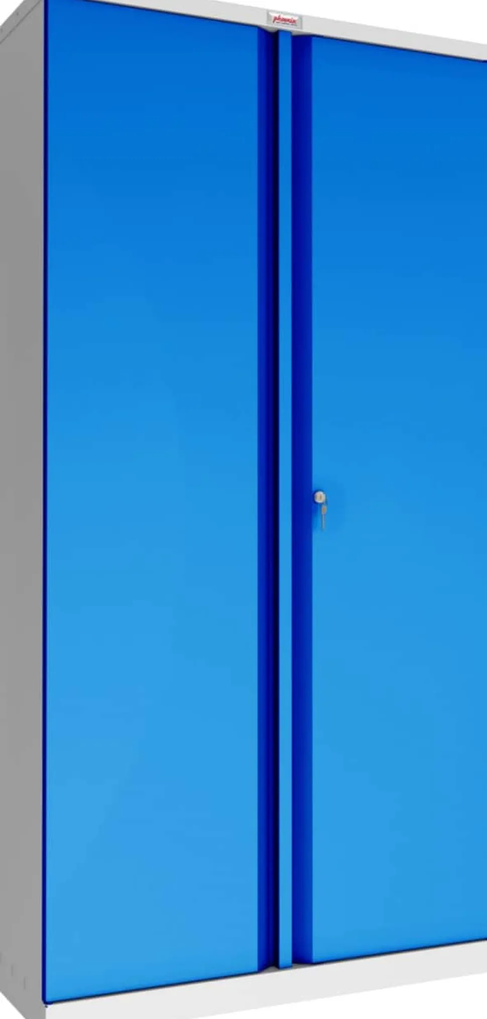 Phoenix SCL Series Draaideurkast Staal 4 Planken Afsluitbaar 915 x 370 x 1.830 mm Blauw, grijs