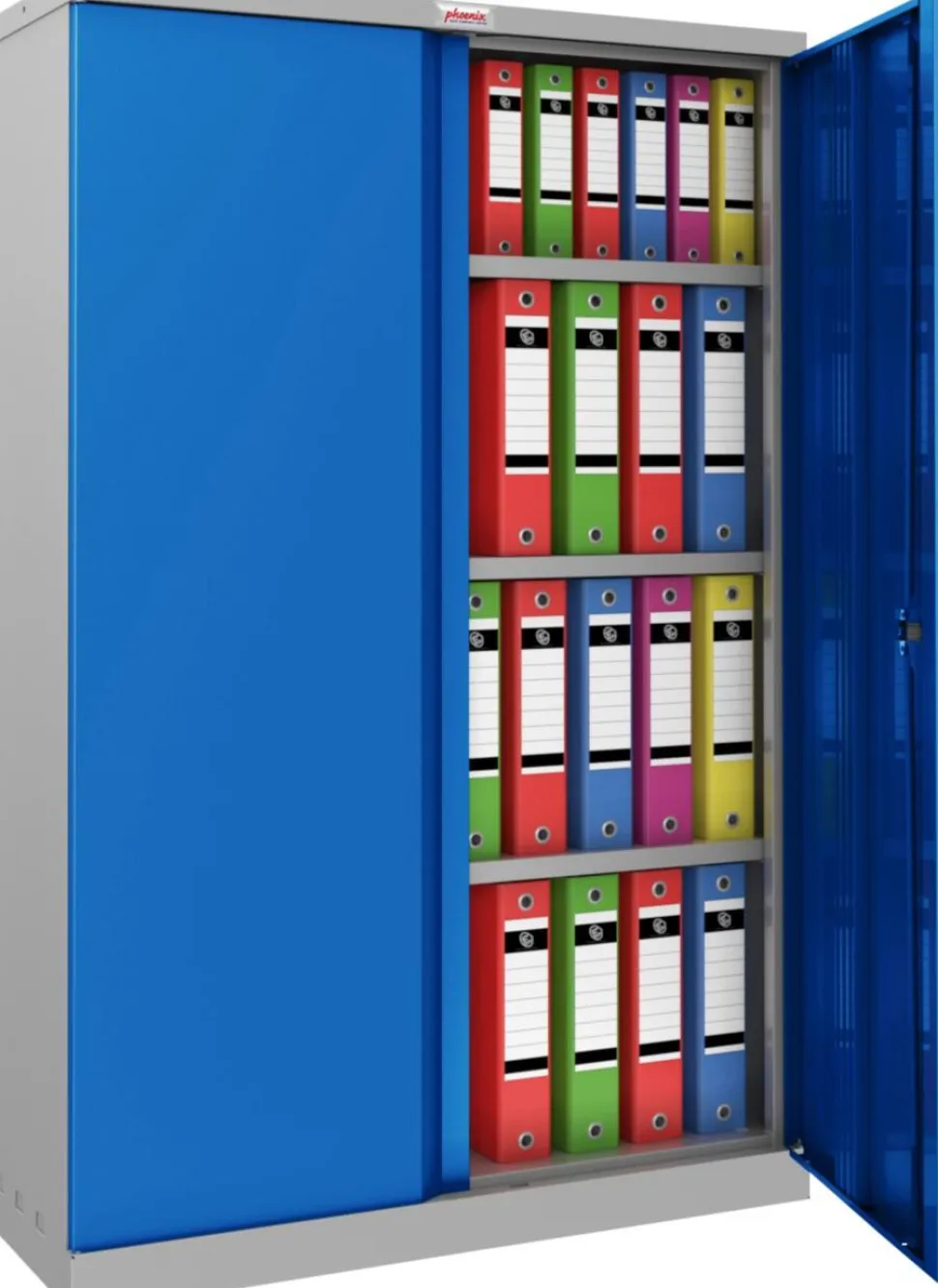 Phoenix SCL Series Draaideurkast Staal 3 Planken Afsluitbaar 915 x 370 x 1.400 mm Blauw, grijs
