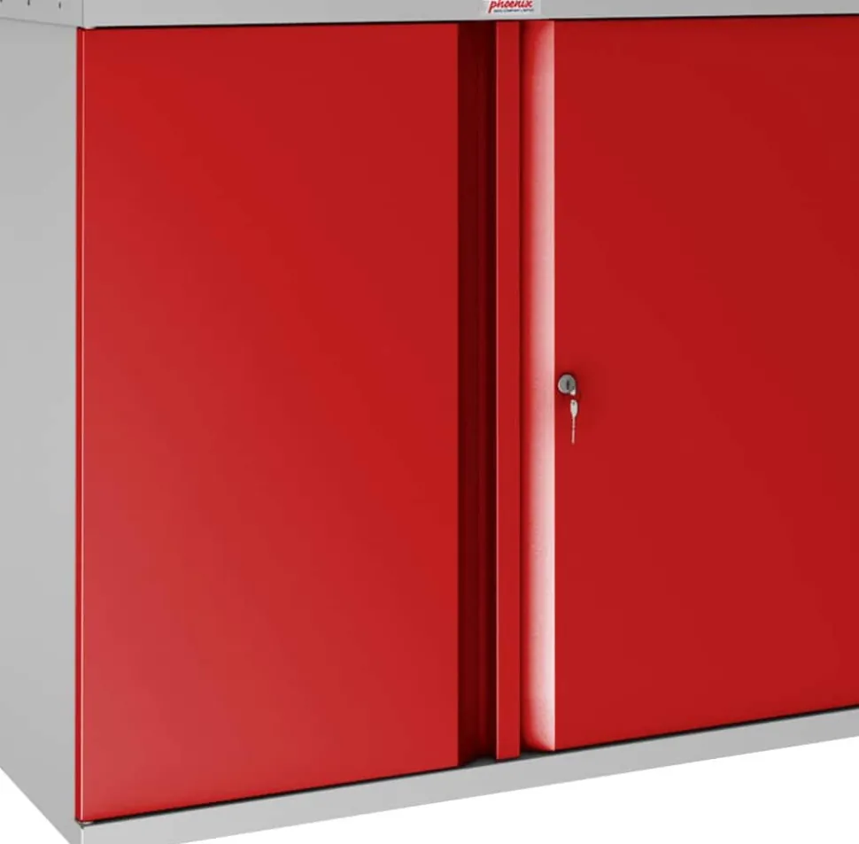 Phoenix SCL Series Draaideurkast Staal 1 Plank Afsluitbaar 915 x 370 x 830 mm Grijs, rood