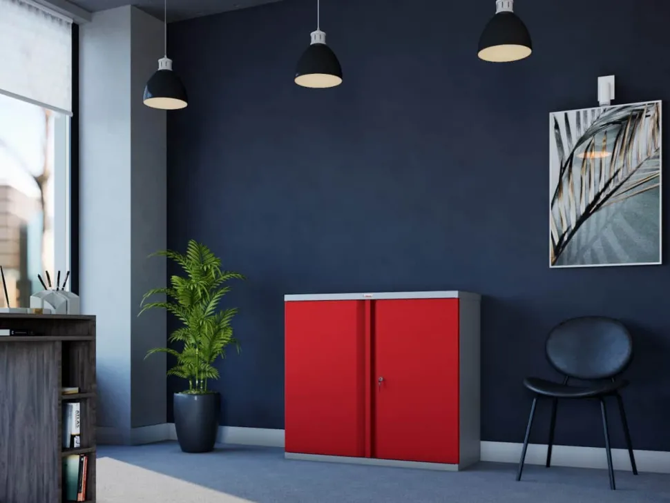 Phoenix SCL Series Draaideurkast Staal 1 Plank Afsluitbaar 915 x 370 x 830 mm Grijs, rood