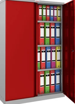 Phoenix SCL Series Draaideurkast Staal 3 Planken Afsluitbaar 915 x 370 x 1.400 mm Grijs, rood