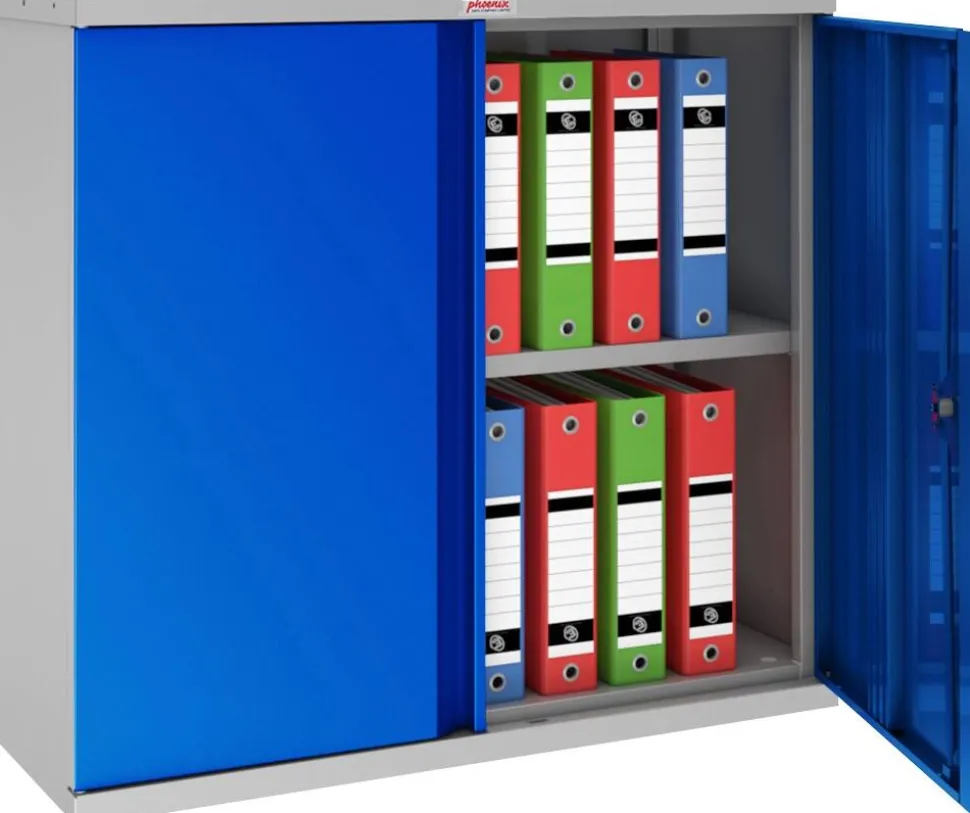 Phoenix SCL Series Draaideurkast Staal 1 Plank Afsluitbaar 915 x 370 x 830 mm Blauw, grijs