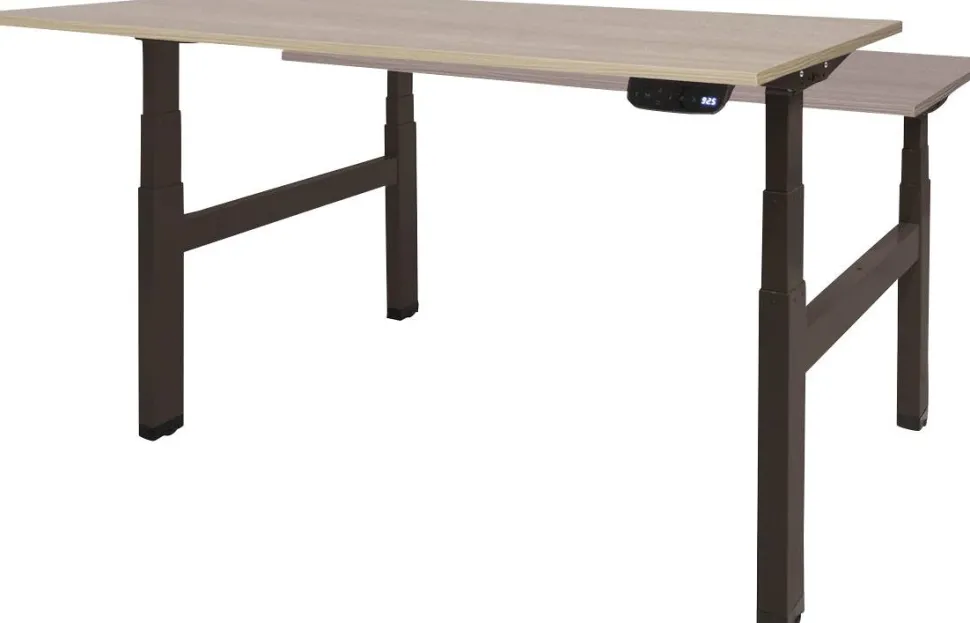 Schaffenburg Dextro Plus Duo Zit-sta-bureau Rechthoekig Eiken H-Frame 1.200 (B) x 800 (D) x 645 (H) mm Melamine