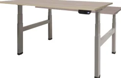 Schaffenburg Dextro Plus Duo Zit-sta-bureau Rechthoekig Eiken H-Frame 1.600 (B) x 800 (D) x 645 (H) mm Melamine