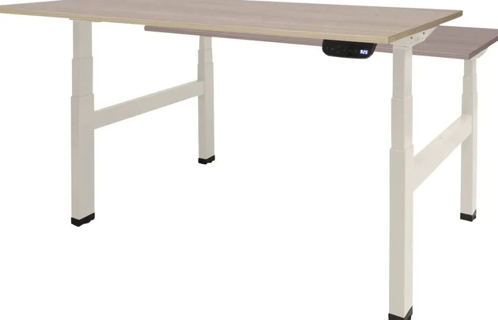 Schaffenburg Dextro Plus Duo Zit-sta-bureau Rechthoekig Eiken H-Frame 1.200 (B) x 800 (D) x 645 (H) mm Melamine