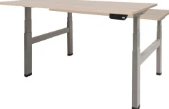 Schaffenburg Dextro Plus Duo Zit-sta-bureau Rechthoekig Eiken H-Frame 1.200 (B) x 800 (D) x 645 (H) mm Melamine