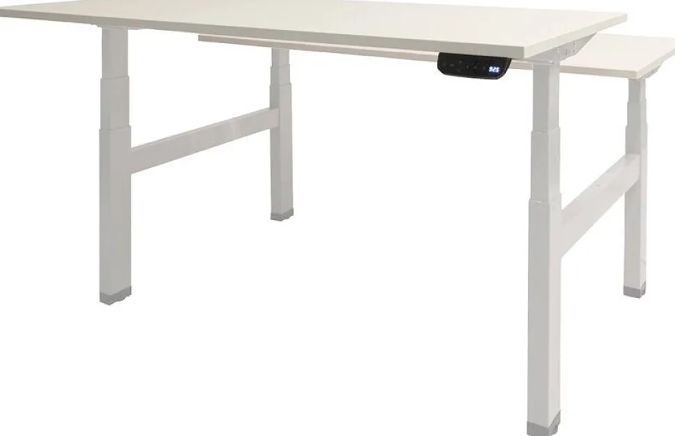 Schaffenburg Dextro Plus Duo Zit-sta-bureau Rechthoekig Eiken H-Frame 1.600 (B) x 800 (D) x 645 (H) mm Melamine