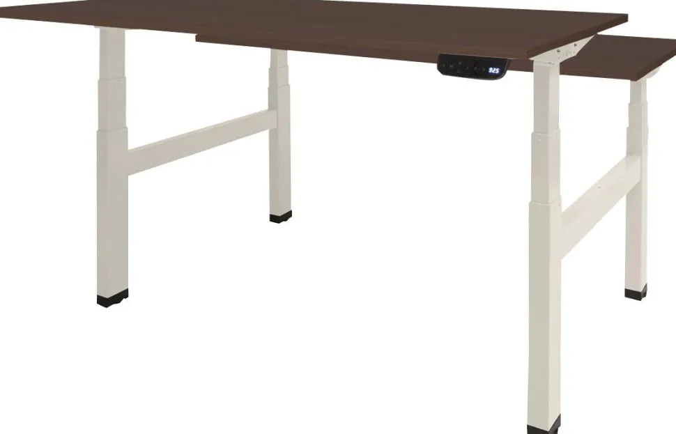 Schaffenburg Dextro Plus Duo Zit-sta-bureau Rechthoekig Eiken H-Frame 1.200 (B) x 800 (D) x 645 (H) mm Melamine