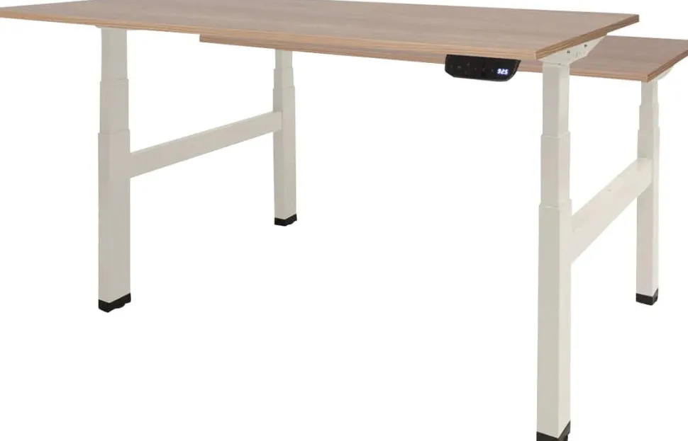 Schaffenburg Dextro Plus Duo Zit-sta-bureau Rechthoekig Kersen H-Frame 1.200 (B) x 800 (D) x 645 (H) mm Melamine
