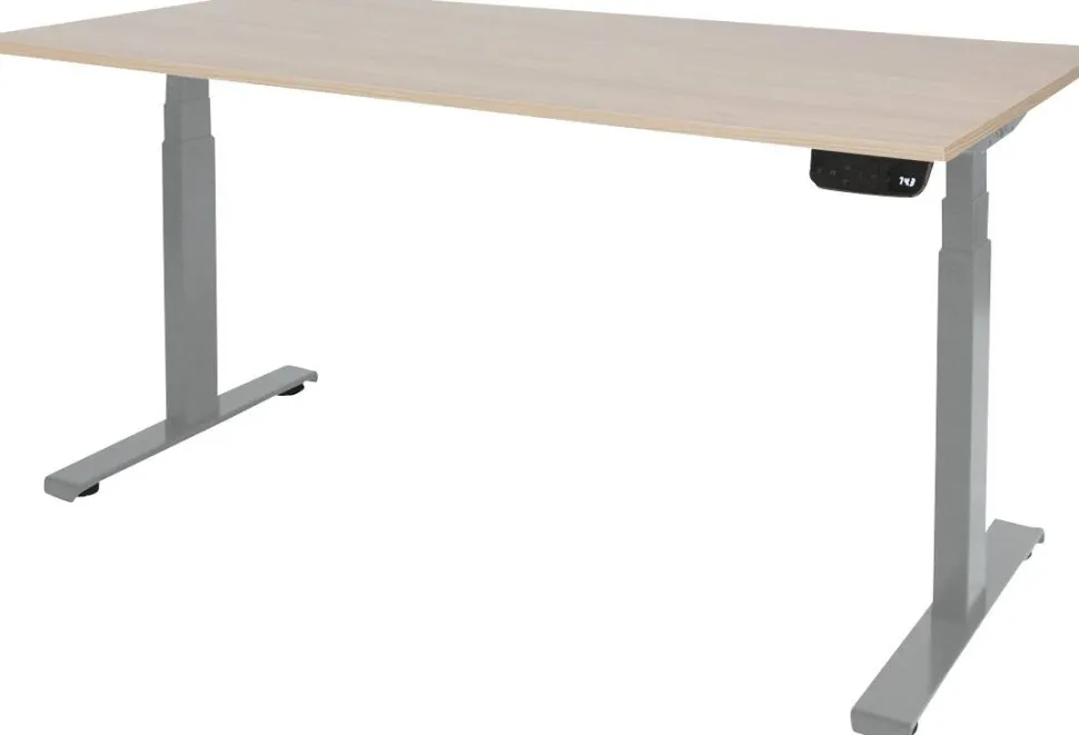 Schaffenburg Dextro Plus Zit-sta-bureau Rechthoekig Eiken T-Voet 1.800 (B) x 800 (D) x 645 (H) mm Melamine