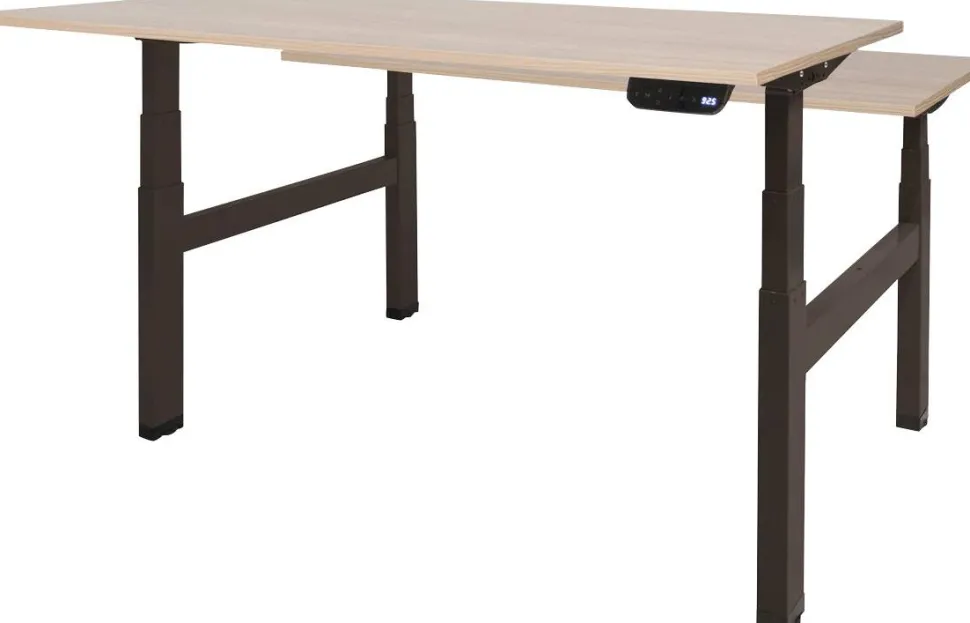 Schaffenburg Dextro Plus Duo Zit-sta-bureau Rechthoekig Eiken H-Frame 1.400 (B) x 800 (D) x 645 (H) mm Melamine