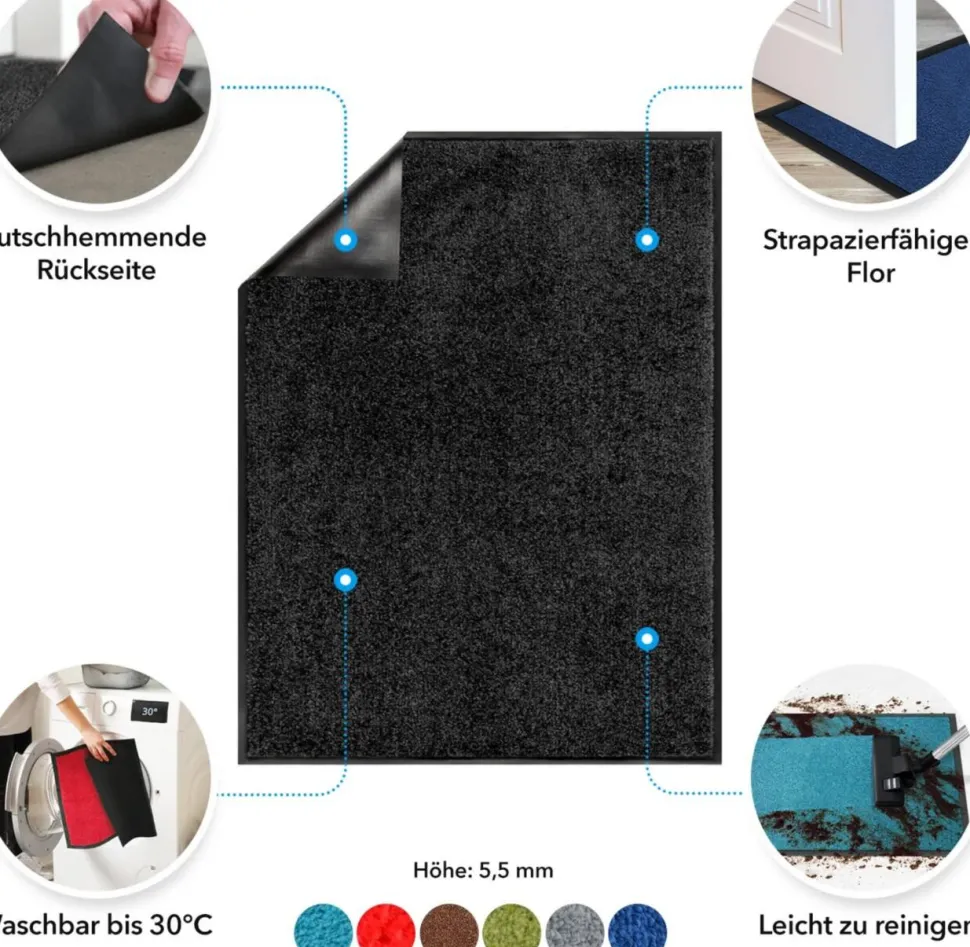 Sky droogloopmat Monochrome High-Twist Nylon, Polyamide Zilver 1800 x 600 mm