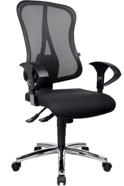 TOPSTAR Head point SY Deluxe Bureaustoel Synchroonmechanisme Mesh In hoogte verstelbare armleuning In hoogte verstelbare zitting Zwart 110 kg 500 x 1,130 mm