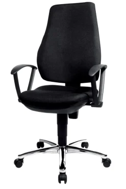 TOPSTAR Power Star Profi Bureaustoel Permanent Contact Stof Vaste armleuning In hoogte verstelbare zitting Zwart 110 kg 460 x 1,040 mm
