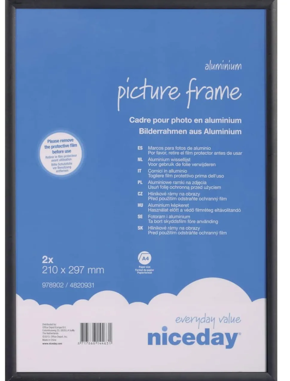 Viking A4 Fotolijst Hangend Zwart Aluminium 4820931 29,7 (B) x 21 (H) cm 2 Stuks