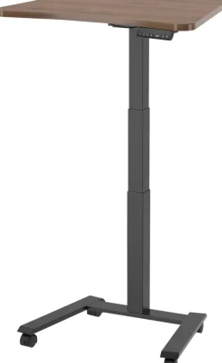 Viking Elektrisch hoogteverstelbaar Zit-sta-bureau Trapeziumvormig Walnoot H-Frame 600 (B) x 800 (D) mm Hout, metaal