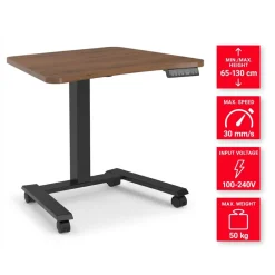 Viking Elektrisch hoogteverstelbaar Zit-sta-bureau Trapeziumvormig Walnoot H-Frame 600 (B) x 800 (D) mm Hout, metaal