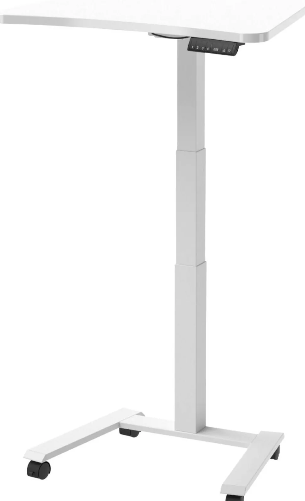 Viking Elektrisch hoogteverstelbaar Zit-sta-bureau Trapeziumvormig Wit H-Frame 600 (B) x 800 (D) mm Hout, metaal