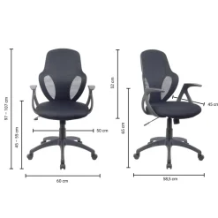 Viking Realspace Austin Bureaustoel Basismechanisme Mesh, stof Vaste armleuning In hoogte verstelbare zitting Zwart 110 kg
