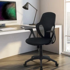 Viking Realspace Austin Bureaustoel Basismechanisme Mesh, stof Vaste armleuning In hoogte verstelbare zitting Zwart 110 kg
