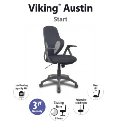 Viking Realspace Austin Bureaustoel Basismechanisme Mesh, stof Vaste armleuning In hoogte verstelbare zitting Zwart 110 kg