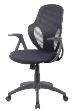 Viking Realspace Austin Bureaustoel Basismechanisme Mesh, stof Vaste armleuning In hoogte verstelbare zitting Zwart 110 kg
