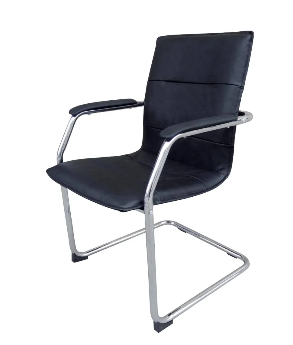 Viking Realspace Baker Bezoekersstoel Kunstleder Vaste armleuning Zwart 110 kg