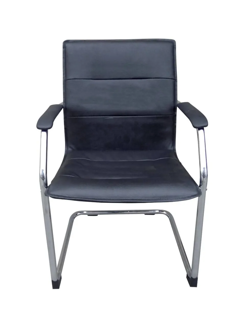 Viking Realspace Baker Bezoekersstoel Kunstleder Vaste armleuning Zwart 110 kg