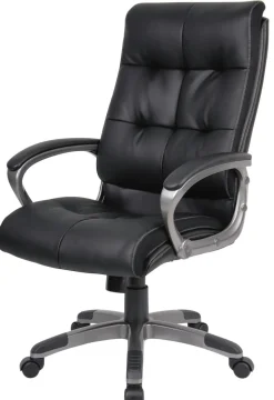 Viking Realspace Directiestoel Basismechanisme Kunstleder Vaste armleuning In hoogte verstelbare zitting Zwart 110 kg Maine 670 x 705 mm