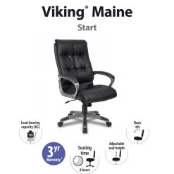 Viking Realspace Directiestoel Basismechanisme Kunstleder Vaste armleuning In hoogte verstelbare zitting Zwart 110 kg Maine 670 x 705 mm