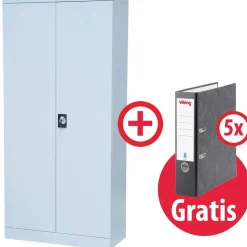 Viking Realspace Draaideurkast Staal 4 Planken Afsluitbaar 920 x 420 x 1,800 mm Grijs