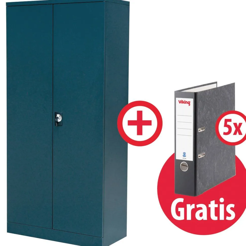 Viking Realspace Draaideurkast Staal 4 Planken Afsluitbaar 920 x 420 x 1,800 mm Zwart