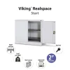 Viking Realspace Draaideurkast Staal 2 Planken Afsluitbaar 1,200 x 420 x 1,000 mm Zilver