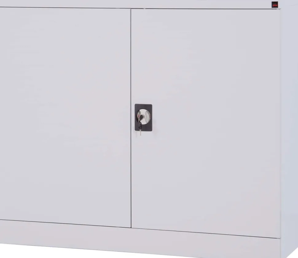 Viking Realspace Draaideurkast Staal 2 Planken Afsluitbaar 1,200 x 420 x 1,000 mm Zilver