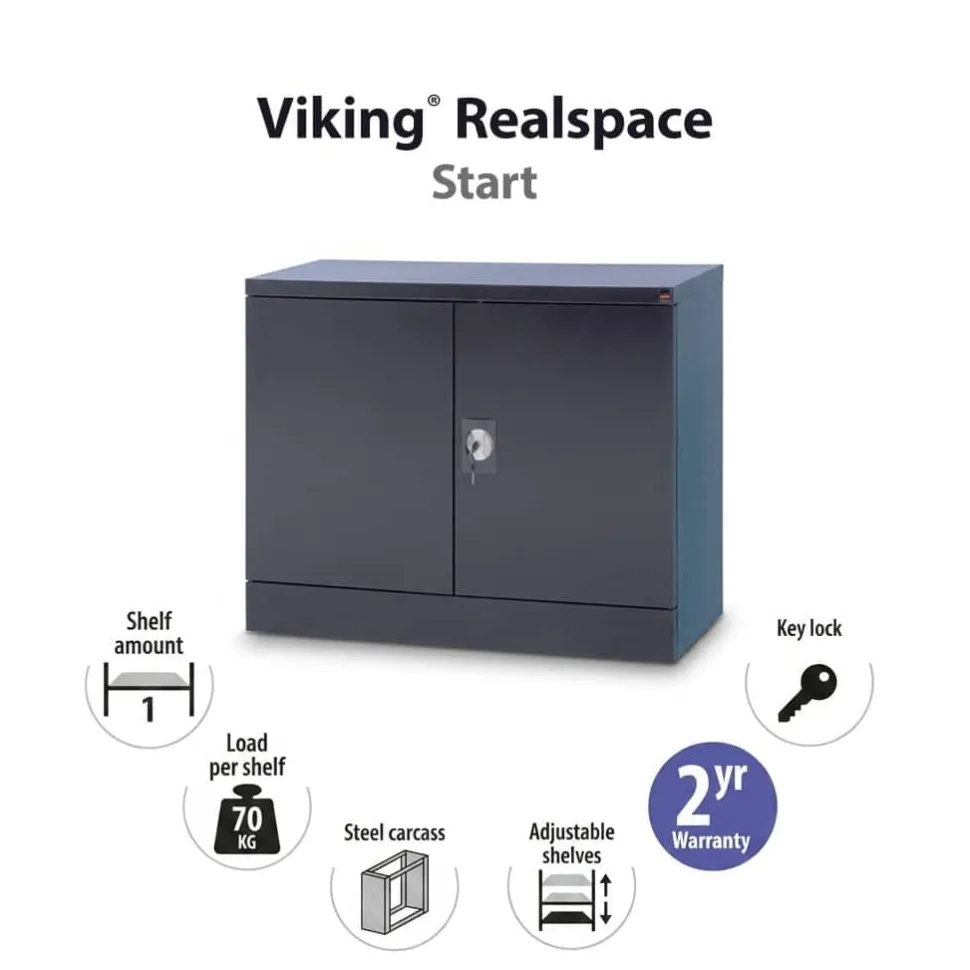 Viking Realspace Draaideurkast Staal 1 Plank Afsluitbaar 920 x 420 x 700 mm Zwart