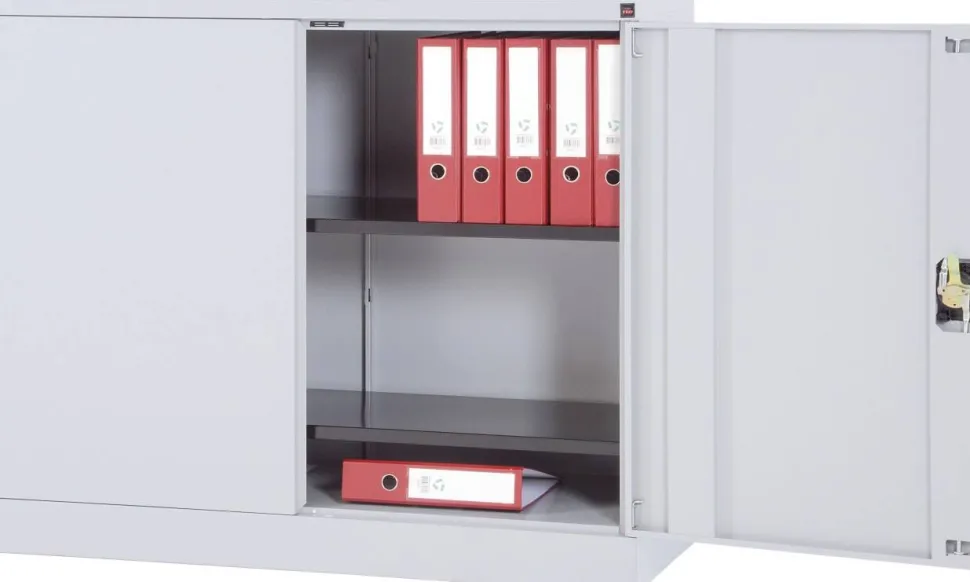 Viking Realspace Draaideurkast Staal 2 Planken Afsluitbaar 1,200 x 420 x 1,000 mm Grijs
