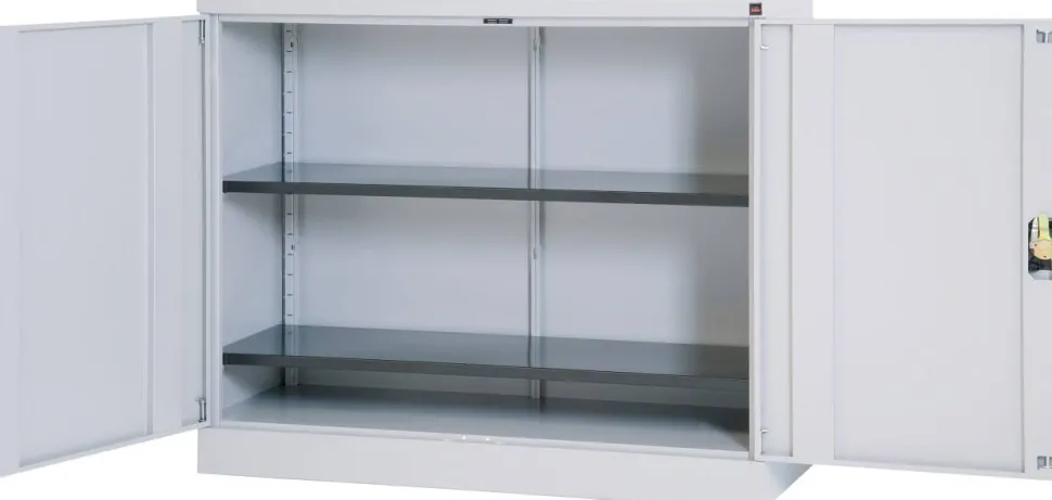 Viking Realspace Draaideurkast Staal 2 Planken Afsluitbaar 1,200 x 420 x 1,000 mm Grijs