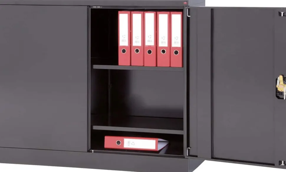 Viking Realspace Draaideurkast Staal 2 Planken Afsluitbaar 1,200 x 420 x 1,000 mm Zwart