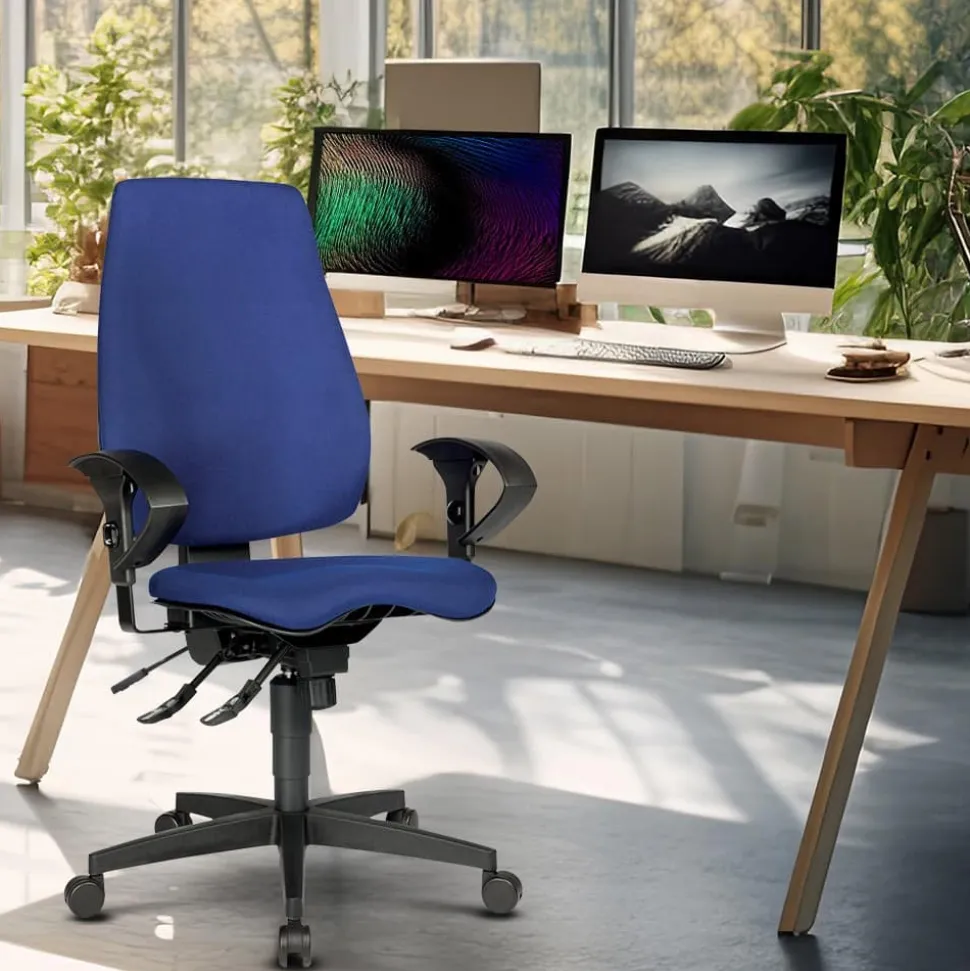 Viking Realspace Eiger Bureaustoel Synchroonmechanisme Stof 2D armleuning In hoogte verstelbare zitting Blauw 110 kg