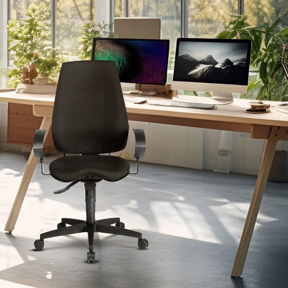 Viking Realspace Eiger Bureaustoel Synchroonmechanisme Stof 2D armleuning In hoogte verstelbare zitting Zwart 110 kg 640 x 680 x 1,270 mm
