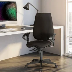 Viking Realspace Eiger Bureaustoel Synchroonmechanisme Stof 2D armleuning In hoogte verstelbare zitting Zwart 110 kg 640 x 680 x 1,270 mm