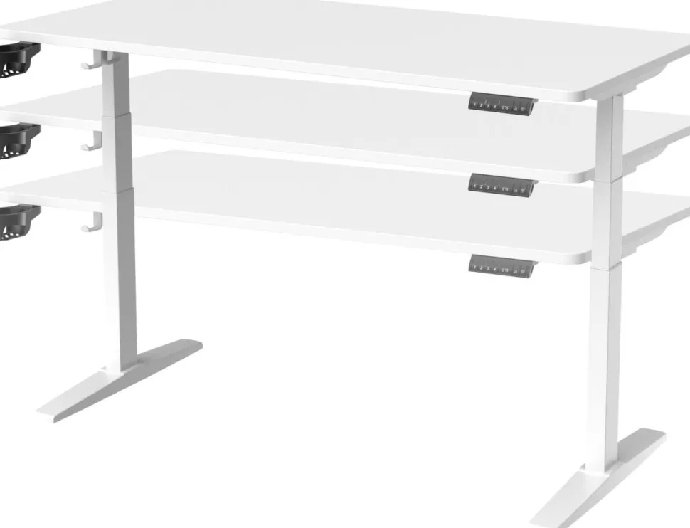 Viking Realspace Elektrisch hoogteverstelbaar Zit-sta-bureau Wit 1,600 (B) x 800 (D) x 1,300 (H) mm Melamine, staal
