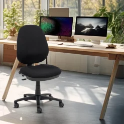 Viking Realspace Jura Bureaustoel Basismechanisme Stof Optionele armleuning In hoogte verstelbare zitting Zwart 110 kg 635 x 495 x 1,060 mm