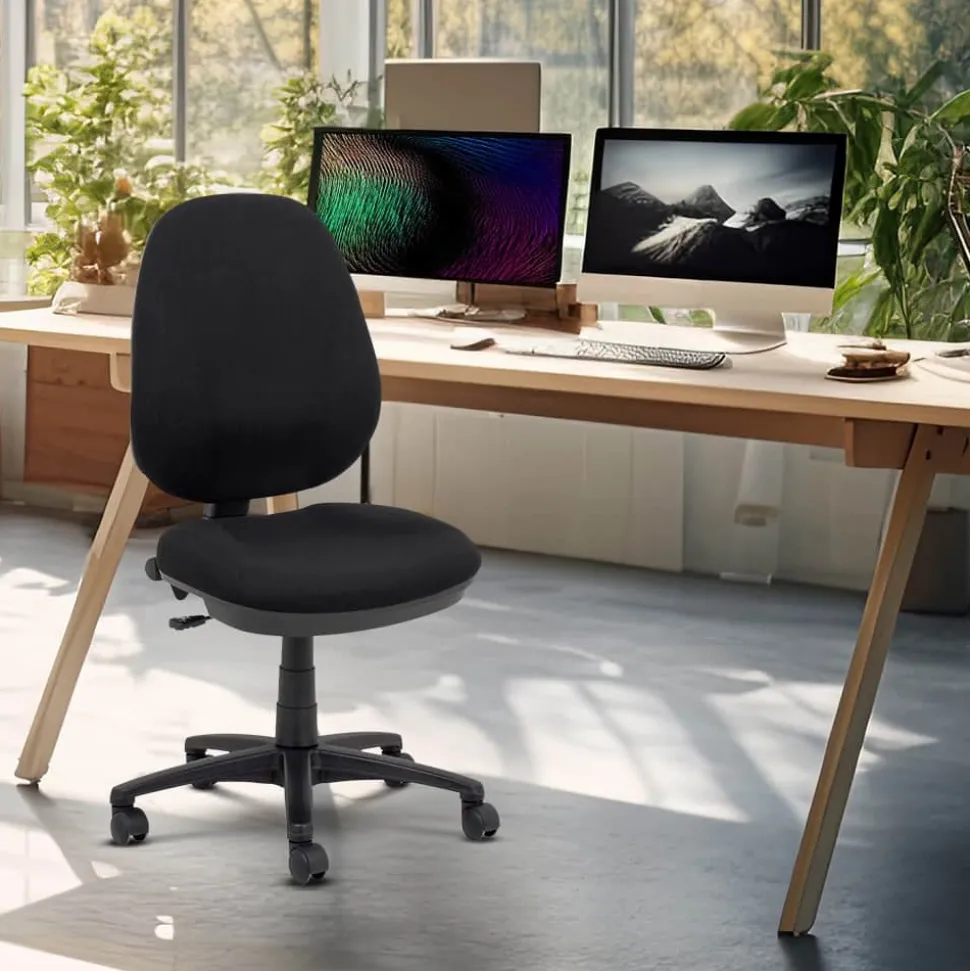 Viking Realspace Jura Bureaustoel Basismechanisme Stof Optionele armleuning In hoogte verstelbare zitting Zwart 110 kg 635 x 495 x 1,060 mm