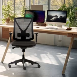 Viking Realspace Karl Bureaustoel Synchroonmechanisme Mesh In hoogte verstelbare armleuning In hoogte verstelbare zitting Zwart 120 kg 640 x 695 mm