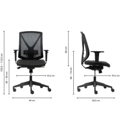Viking Realspace Karl Bureaustoel Synchroonmechanisme Mesh In hoogte verstelbare armleuning In hoogte verstelbare zitting Zwart 120 kg 640 x 695 mm