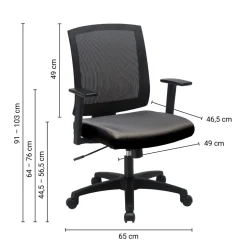 Viking Realspace Karl Economy Bureaustoel Basismechanisme Mesh, stof Vaste armleuning In hoogte verstelbare zitting Zwart 110 kg MC1002C