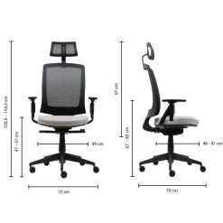 Viking Realspace Karl Ergo Bureaustoel Permanent contact Mesh, stof 3D armleuning In hoogte verstelbare zitting Grijs, zwart 110 kg 9115109BE