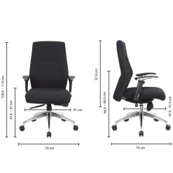 Viking Realspace London Directiestoel Synchroonmechanisme Stof 2D armleuning In hoogte verstelbare zitting Zwart 110 kg 650 mm